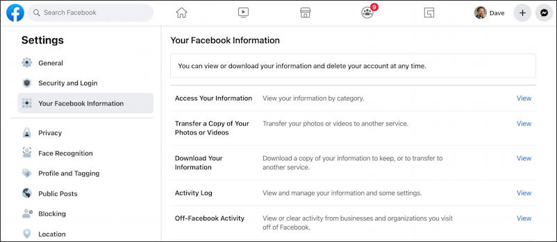 facebook fb export personal contacts list - your facebook information settings privacy