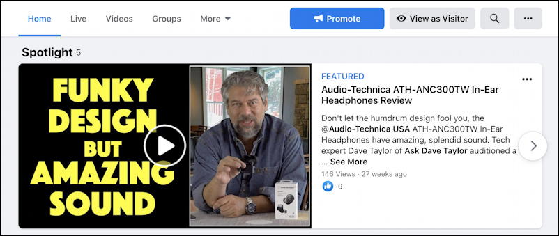 facebook featured spotlight video page - home page with new updated featured spotlight video