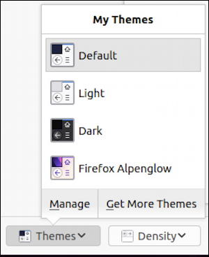 firefox for linux - themes - themes menu