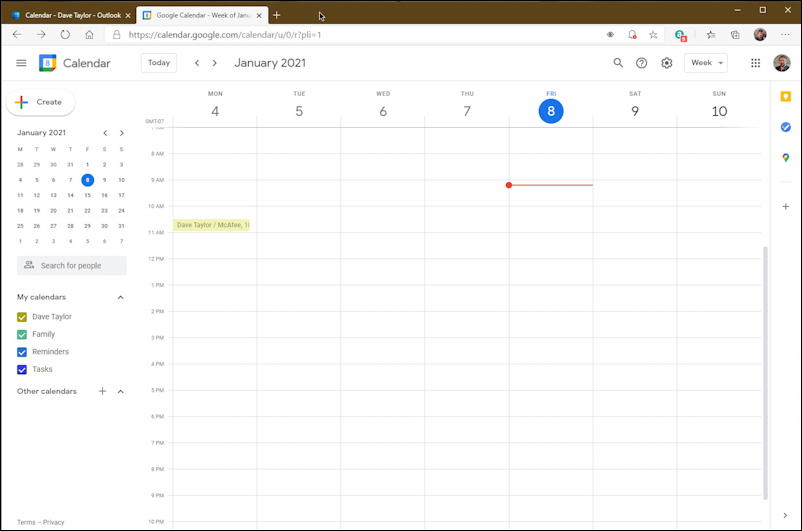 google calendar, month view