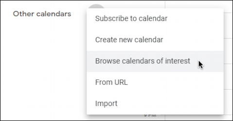 google calendar - subscribe to calendar of interest