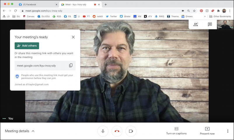 google meet - instant meeting live on camera