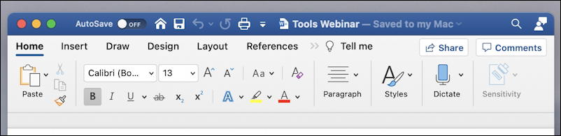 microsoft word 365 - quick access toolbar - default