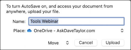 microsoft word 365 - quick access toolbar - autosave settings