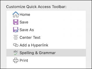 microsoft word 365 - quick access toolbar - customized