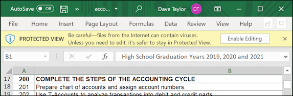microsoft excel for windows pc - warning about malware