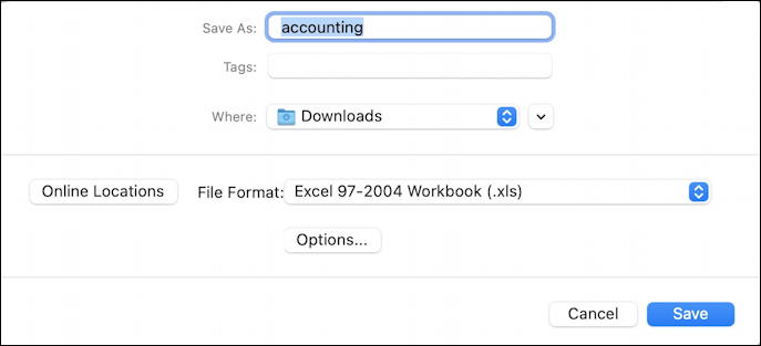 microsoft excel for mac - save as