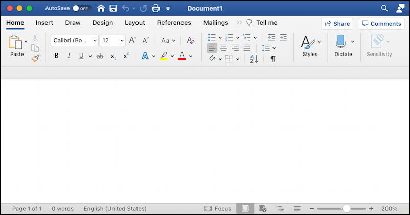 microsoft word for mac - empty blank document