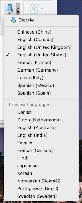 microsoft word for mac - list of languages 