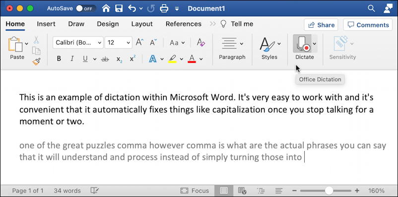 microsoft word for mac - as I'm speaking