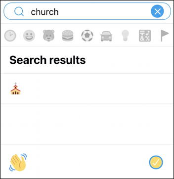 twitter.com web interface - emoji keyboard - search for 'church'