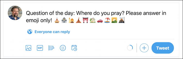 twitter.com web interface - emoji keyboard - ready to post