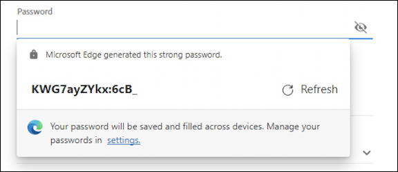 microsoft edge windows 10 win10 - strong password suggested suggestion update new