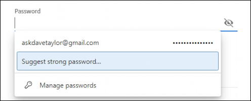 microsoft edge windows 10 win10 - strong password and other already on file