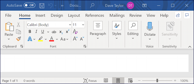 microsoft word for windows - blank document