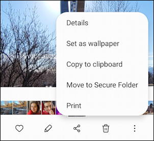 android photos gallery exif - pop-up menu