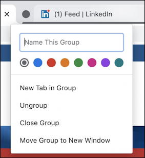 google chrome - tab groups - create new tab group