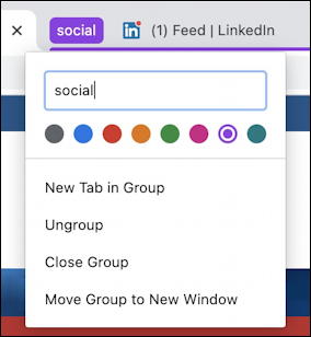 google chrome - tab groups - named tab group