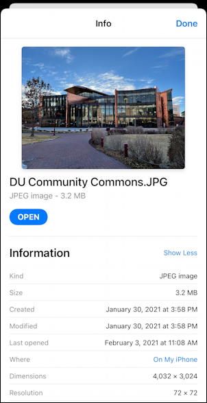 iphone ios14 example exif information display photo camera