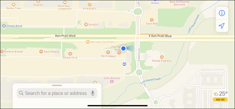 iphone apples maps - current location