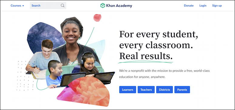 khan academy home page