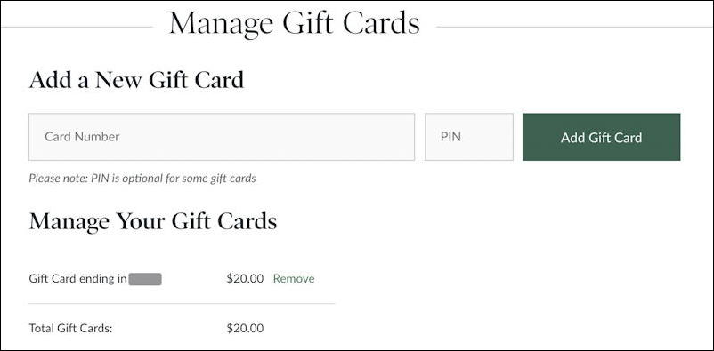 barnes and noble - gift card balance displayed