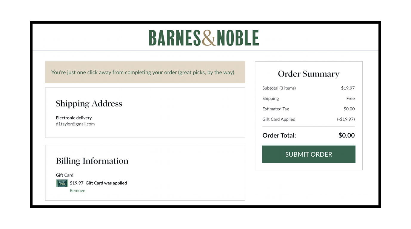 Using Gift Cards for Purchases on BN.com – Barnes & Noble