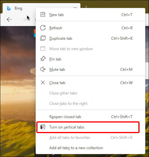 microsoft edge vertical tabs - tab menu