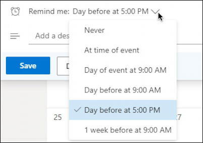 outlook.com calendar - basic event entry - birthday reminder