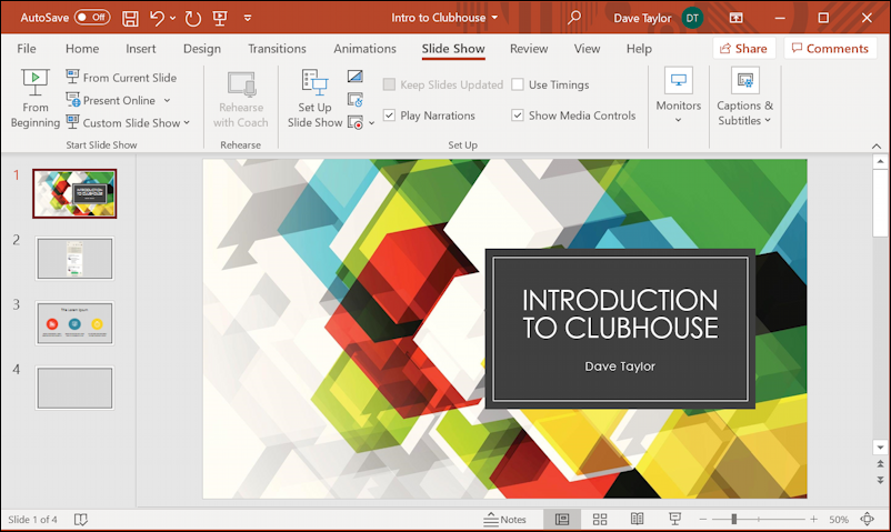 microsoft powerpoint presentation - main view