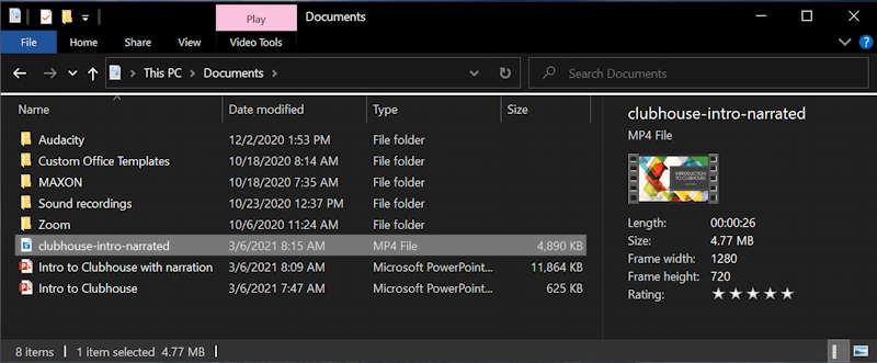 microsoft powerpoint presentation - slide show - export movie - all saved files versions