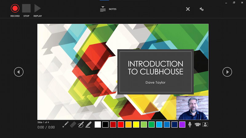 microsoft powerpoint presentation - record slide show - main screen