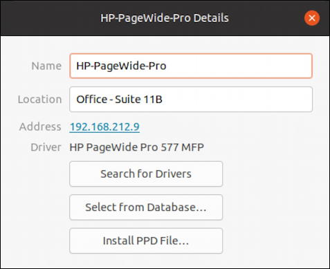 linux add printer - rename printer details