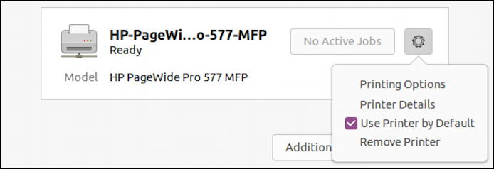 ubuntu linux - settings - printers - rename printer set default
