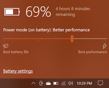 windows 10 battery icon taskbar - pop up window