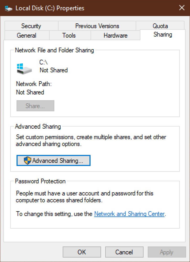 win10 enable disable remote file sharing