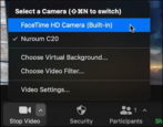zoom call meeting - change microphone, speaker, webcam video