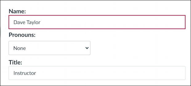 canvas lms - add preferred pronouns - edit user profile