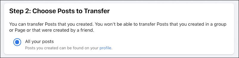 transfer facebook export google docs wordpress - choose what to transfer