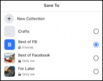 facebook save post collections how to work with