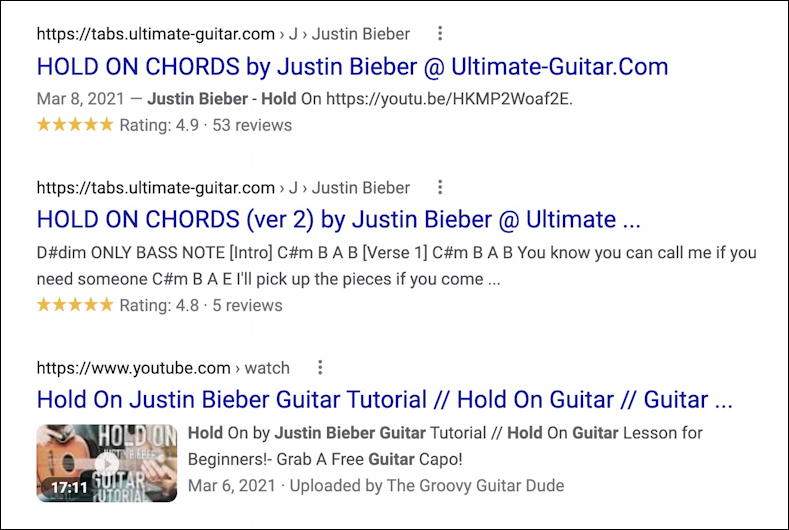 hold on justin bieber justice - chords