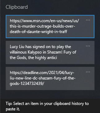 win10 clipboard settings - history copy list