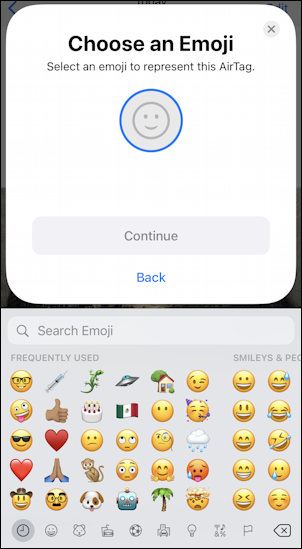 set up apple airtag - step 3 emoji