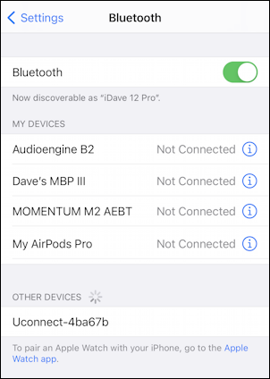 chrysler dodge uconnect - iphone ios14 add bluetooth pair