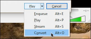 vlc convert media stream options