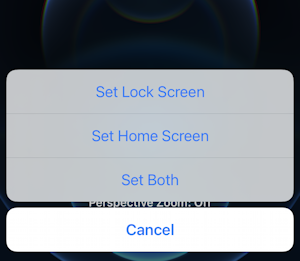 iphone 12 ios14.5 - wallpaper set lock screen home screen both cancel