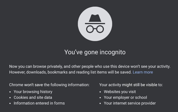 google chrome incognito mode - not so incognito after all