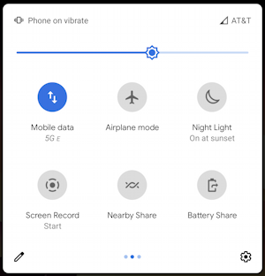 android quick settings - second screen view