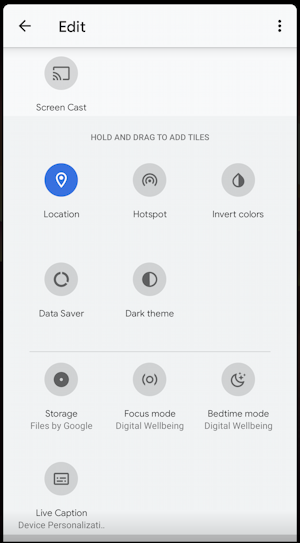 android quick settings - add unused tiles shortcut icons buttons