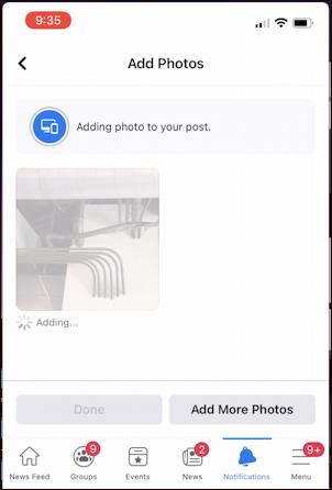 facebook mobile - share photo with desktop post - sharing uploading